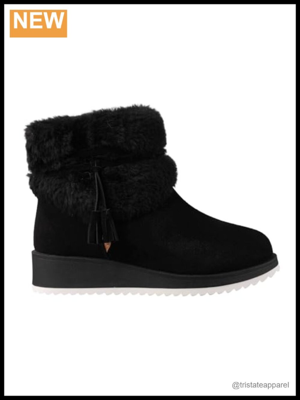 Faux Fur Lined Ankle Boots for Women Water Resistant Wedge Booties Suede